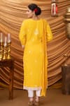 Shop_Ruh Clothing_Yellow Kurta Cotton Embroidered Chikankari Notched Miraya Set _at_Aza_Fashions