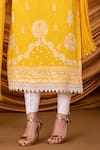 Buy_Ruh Clothing_Yellow Kurta Cotton Embroidered Chikankari Notched Miraya Set _Online_at_Aza_Fashions