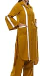 KHAT_Yellow Handloom Cotton Notched Collar Kurta And Palazzo Set _at_Aza_Fashions