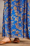 Torani_Blue Slub Silk Print Digital Bhagalpuri Rang Shyam Amrut Maxi Dress  _at_Aza_Fashions