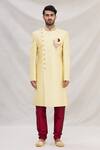 Arihant Rai Sinha_Gold Banarasi Silk Sherwani Set _Online_at_Aza_Fashions