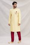 Buy_Arihant Rai Sinha_Gold Banarasi Silk Sherwani Set _Online_at_Aza_Fashions