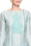 Buy_Rajat & Shraddha_Ice Blue Kurta Set With Thread Embroidered Yoke_Online_at_Aza_Fashions