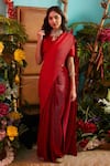 Buy_Tasuvure Indes_Red Rich Pleated Fabric Round Pre-draped Saree With Blouse  _at_Aza_Fashions