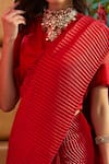 Buy_Tasuvure Indes_Red Rich Pleated Fabric Round Pre-draped Saree With Blouse  _Online_at_Aza_Fashions