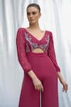 Buy_AMRTA by GUNEET KONDAL_Pink 100% Georgette And Lining 100% Shantoon Bodice Jumpsuit _Online_at_Aza_Fashions