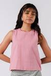 Buy_Tussah By Siddhi Shah_Pink Cotton Round Neck Crop Top _Online_at_Aza_Fashions