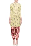 Soup by Sougat Paul_Pastel Yellow Printed Kurta With Striped Cowl Pants_Online_at_Aza_Fashions