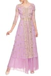 Buy_Astha Narang_Purple V Neck Embroidered Kurta Palazzo Set For Women_at_Aza_Fashions
