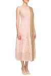 Astha Narang_Pink Embroidered Floral Illusion Neck Dress With Dupatta _Online_at_Aza_Fashions