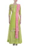 Shop_Amrita Thakur_Green Embellished Floral Boat Neck Kurta Set _Online_at_Aza_Fashions