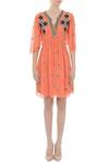 Shop_ARPAN VOHRA_Orange Embroidered Dress_Online_at_Aza_Fashions