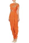 Buy_Tisha Saksena_Orange Embroidered Kurta And Churidar For Women_Online_at_Aza_Fashions