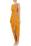 Buy_Tisha Saksena_Yellow Embroidered Pant Saree With Blouse_Online_at_Aza_Fashions