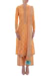 Shop_Aiman_Orange V Neck Embellished Kurta Set _Online_at_Aza_Fashions