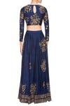 Shop_Astha Narang_Blue Embellished Sequin Round Neck Lehenga Set For Women_at_Aza_Fashions
