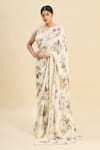 Buy_Pallavi Jaikishan_White Georgette Printed Saree  _at_Aza_Fashions