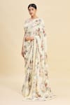 Pallavi Jaikishan_White Georgette Printed Saree  _Online_at_Aza_Fashions