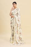 Shop_Pallavi Jaikishan_White Georgette Printed Saree  _Online_at_Aza_Fashions