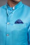 Buy_Raghavendra Rathore Jodhpur_Blue Bundi Linen Silk And Kurta Set _Online_at_Aza_Fashions