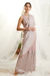 Shop_Tasuvure_Pink Pleated Saree Gown_at_Aza_Fashions