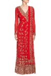 Shop_Astha Narang_Red Embellished Sequin V Neck Anarkali With Dupatta  _Online_at_Aza_Fashions