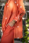 Buy_Kapraaaha_Orange Muslin Embroidered Floral Collared Neck Shirt And Pant Set _Online_at_Aza_Fashions