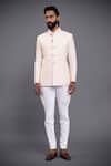 Shop_Raghavendra Rathore Jodhpur_Off White Silk Bandhgala_Online_at_Aza_Fashions