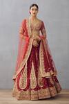 Buy_Torani_Red Dupatta Butterfly Net, Lehenga And Blouse Raw Sindoori Suhani Bridal Set _at_Aza_Fashions