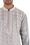 Shop_Sankalan - Men_White Chanderi Embroidered Kurta Set_at_Aza_Fashions