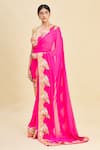 Buy_Pallavi Jaikishan_Pink Georgette Embroidered Saree  _at_Aza_Fashions