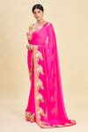 Shop_Pallavi Jaikishan_Pink Georgette Embroidered Saree  _Online_at_Aza_Fashions