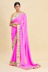 Buy_Pallavi Jaikishan_Pink Georgette Embroidered Saree _at_Aza_Fashions
