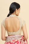 Shop_Pallavi Jaikishan_Beige Net Embroidered Blouse _at_Aza_Fashions