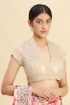 Pallavi Jaikishan_Beige Net Embroidered Blouse _Online_at_Aza_Fashions