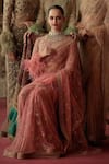 Shop_Sabyasachi_Embroidered Saree With Unstitched Blouse Fabric_at_Aza_Fashions