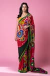Siddhartha Bansal_Multi Color Pure Crepe Embroidered Paisley Printed Saree With Blouse  _Online_at_Aza_Fashions