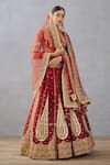 Buy_Torani_Red Dupatta Butterfly Net, Lehenga And Blouse Raw Sindoori Suhani Bridal Set _Online_at_Aza_Fashions