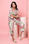 Buy_Rhe-Ana_Green Rayon Printed Pastel Floral Collared Neck Shirt And Pant Co-ord Set _Online_at_Aza_Fashions