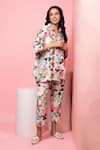 Shop_Rhe-Ana_Green Rayon Printed Pastel Floral Collared Neck Shirt And Pant Co-ord Set _Online_at_Aza_Fashions