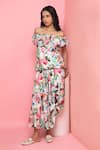 Buy_Rhe-Ana_Green Rayon Printed Pastel Floral Elasticated Top And Skirt Co-ord Set  _Online_at_Aza_Fashions