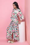 Rhe-Ana_Green Rayon Printed Pastel Floral Round Knotted Top And Pant Set  _Online_at_Aza_Fashions