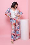 Buy_Rhe-Ana_Blue Rayon Printed Blooming Flower Blazer Shirt And Pant Co-ord Set  _Online_at_Aza_Fashions