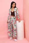 Rhe-Ana_Green Rayon Printed Pastel Floral Shawl Blazer Shirt And Pant Co-ord Set  _at_Aza_Fashions