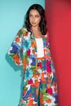 Buy_Rhe-Ana_Orange Rayon Printed Abstract Floral Blazer Shirt And Pant Co-ord Set  _Online_at_Aza_Fashions