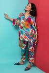 Buy_Rhe-Ana_Orange Rayon Printed Abstract Floral Collared Shirt And Pant Co-ord Set  _Online_at_Aza_Fashions