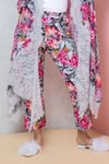 Buy_Rhe-Ana_Magenta Cape - Linen/cotton Blend Printed Vibrant And Pant Co-ord Set  