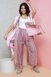 Rhe-Ana_Pink Cape  Modal Printed Floral And Pant Set  _at_Aza_Fashions