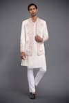 Buy_Raghavendra Rathore Jodhpur_Off White Linen Silk Embroidery Thread Jacket _at_Aza_Fashions