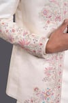 Buy_Raghavendra Rathore Jodhpur_Off White Linen Silk Embroidery Thread Jacket _Online_at_Aza_Fashions